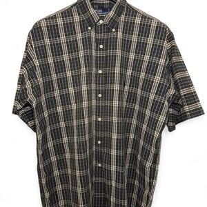 Ralph Lauren Black and White Plaid Short-Sleeve Button-Down Shirt